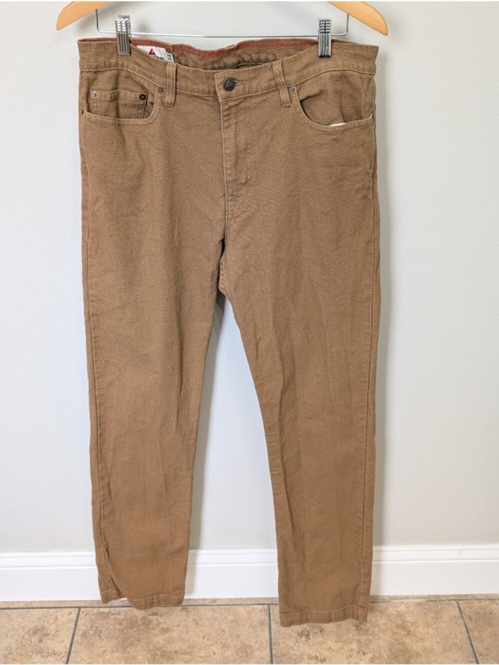 American Giant Roughneck Stretch Canvas Work Pants Brown 34x32 Made in USA